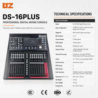 Mezclador de Audio y Video Digital Profesional de 16 Canales DSZ DS-16PLUS Serie RDM con Entradas XLR, Salidas USB, Consola de Mezcla Estéreo