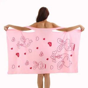 Women's Spa Body Towel Wrap with Hair Towel, Soft & Absorbent Lightweight  Bath Towel Cover Up for Shower with Adjustable Velcro Closure (Pink)