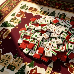 Tuiles de Mahjong de Noël en Acrylique Motif Bonhomme en Pain d'Épices 30x23x13mm, 160 Pièces, Ensemble Cadeau de Noël avec Père Noël et Sapin - Product Image 1