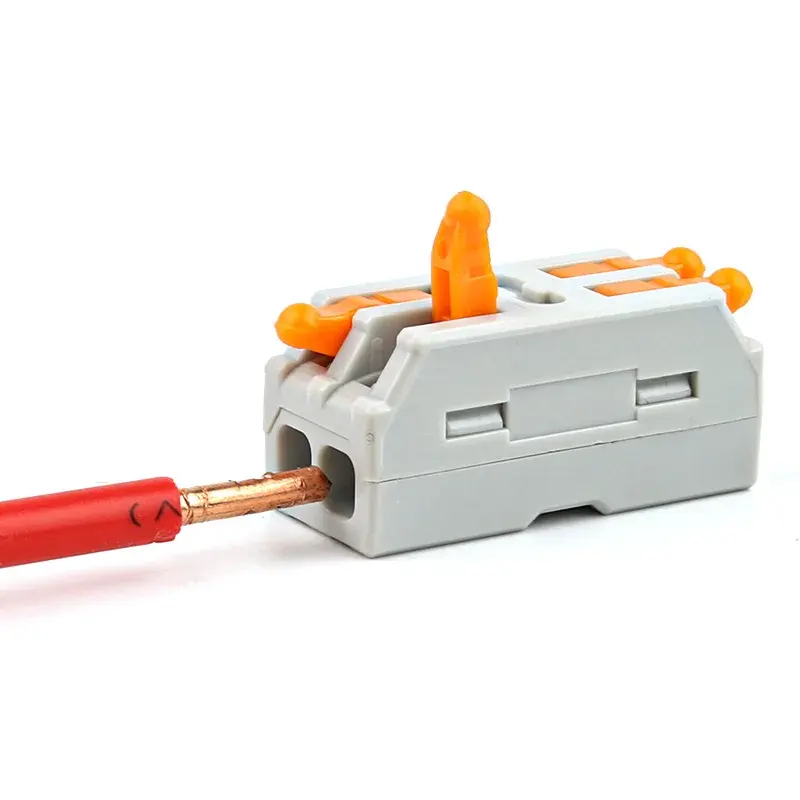 Conector de cabo elétrico compacto universal, 50 unidades, com cabo de fiação rápida, 2 pinos, push-in, bloco de terminais doméstico, 2-2
