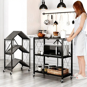 Estante para horno microondas ajustable de acero al carbono sin instalación de <span class=keywords><strong>2</strong></span>-5 niveles para el hogar, estante plegable para almacenamiento de cocina - Product Image 6