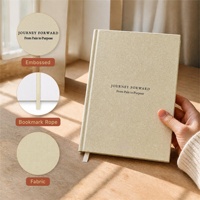 Carnet de réflexion spirituelle personnalisé A5 en tissu de lin beige, couverture rigide avec gaufrage, pour la résilience, avec marque-page