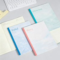 Carnet personnalisé B5 à couverture souple en papier recyclé, esthétique vague d'eau, reliure collée, avec service de logo personnalisé