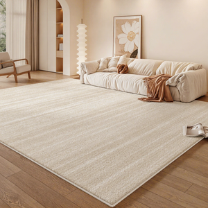 Cream French Style High-End Wash-Free Polyester Carpet for Living Room Sofa Bedroom Floor Mat Easy Care Dirt-Resistant - Product Image 1