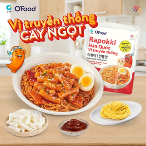 Combinaison parfaite de ramen et de galettes de riz, bol de nouilles épicées instantanées O'food Rapokki coréen saveur traditionnelle 146g - Product Image 2