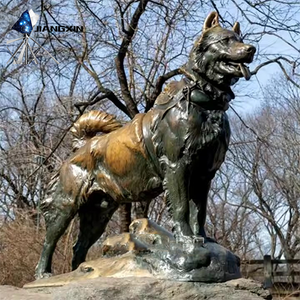 Loyal Guardian-Pastor alemán de bronce hecho a mano con cadena de oro para Jardines conmemorativos (Patina Outdoor Art) - Product Image 2