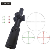 NOUVEAU 1-5X24IR Antichoc Rouge Vert Optique Illuminée Large Champ de Vision pour l'Extérieur et le Sport