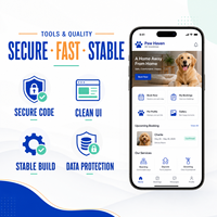 Solutions d'application personnalisées pour la garderie d'animaux de compagnie pour iOS et Android avec recherche de locaux, calendrier d'availability et profil animal LionCreate