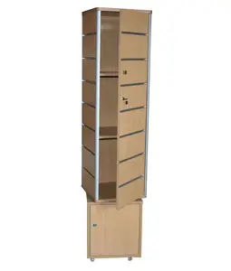 Keway Houten Mdf Roterende Slatwall Display Gondel Standaard Spinner Met Opslag Retail Kast Plank