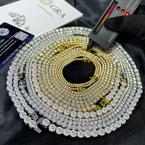 Pass test Pen With GRA <strong>Certificate</strong> 925 Silver HipHop Ice Out Moissanite Tennis Chain Vvs D Color Moissanite Tennis Necklace - Product Image 2