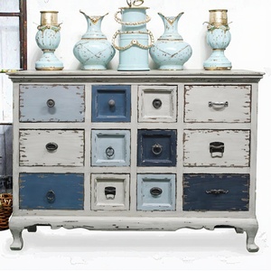 خزانة جانبية فرنسية عتيقة مصنوعة يدويًا بلون أزرق ريفي - Product Image 5