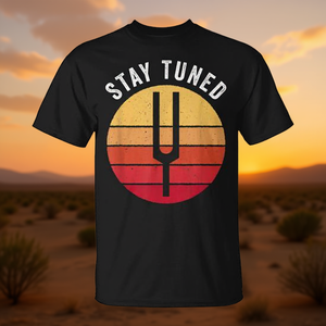 T-shirt rétro vintage avec diapason pour la guérison des chakras, design Stay Tuned, taille adulte unisexe - Product Image 3