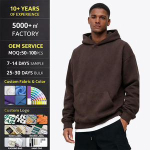 Sweat-shirt à capuche unisexe personnalisé, épais, surdimensionné, 100% coton, à épaules tombantes, vierge, pour l'hiver, avec poche, pour broderie - Product Image 2