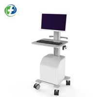 Chariot médical d'hôpital avec bureau informatique, roues, chariot métallique pour instruments chirurgicaux et cylindre dentaire