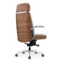 Fauteuil de bureau de direction JORI de luxe en cuir véritable, ergonomique, pivotant, avec structure en aluminium, pour ordinateur, style traditionnel, vente en gros