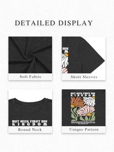 Camisetas cristianas <span class=keywords><strong>para</strong></span> <span class=keywords><strong>mujer</strong></span>, camiseta bonita con diseño de Dios es bueno, regalo religioso de Jesús, camiseta inspiradora con versículo bíblico, camisetas de manga corta - Product Image 4