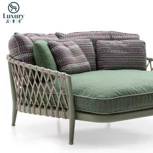 كرسي حديث كبير الحجم خارجي 2 شخص كرسي من الألومنيوم بإطار خارجي من الراتان حديقة متسكع شمس - Product Image 3