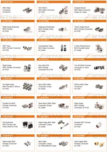 75Ohm BNC Male Straight Connector Gold And Nickel Plated Copper Crimp For RG59 RF Cable Application