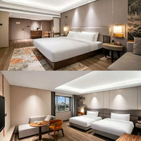 Ensemble de mobilier de chambre d'hôtel TOPOHUT en bois de noyer et cuir pour la rénovation d'hôtels d'affaires de type boutique, projet FF&E en gros