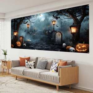 Custom Printed Halloween Polyester <b>Banner</b> High Quality Waterproof for Halloween Party Home Yard Outdoor Decor - Product Image 4