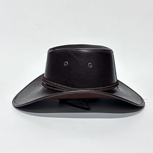 <span class=keywords><strong>Gorra</strong></span> <span class=keywords><strong>de</strong></span> Ciclismo <span class=keywords><strong>de</strong></span> Ala Ancha para Hombre, Estilo Americano Occidental, Material <span class=keywords><strong>de</strong></span> Cuero PU, Ideal para Actividades al Aire Libre y Equitación - Product Image 2