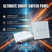 Interrupteur mural intelligent WiFi européen 3 voies 4 gangues avec panneau tactile en verre, compatible avec l'application Smart Life, domotique