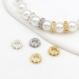Cuentas espaciadoras de circonita redondas de 8 mm, chapadas en oro y plata, componentes para joyería DIY - Product Image 3