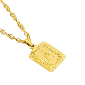 Zogxin Stainless Steel Letter Necklace 18K Gold Plated Square Pendant Fashion Jewelry For Women Gift Business Occasion - Product Image 5