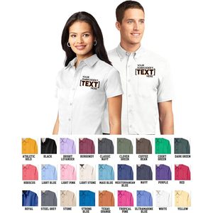 Chemise boutonnée décontractée brodée sur mesure pour femmes, manches courtes, entretien facile, toutes saisons, usage quotidien - Product Image 4