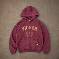 Sweat à capuche personnalisé pour homme, style streetwear, imprimé en relief, poids lourd 500 g/m², délavé à l'acide, 100 % coton, coupe courte, oversize, en maille gaufrée