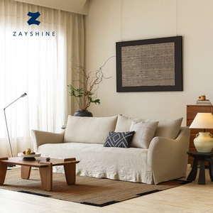 Zayshine Linen Vải Modular Thiết Kế Nhật Bản Phong Cách Lông Điền Ngả Sofa Phòng Khách Wabi Sabi Phong Cách 3-Chỗ Ngồi Biệt Thự - Product Image 1