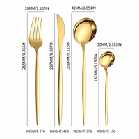 Ensemble de couverts de luxe en acier inoxydable doré, couteau à steak, fourchette, cuillère, vaisselle de table pour mariage, banquet, cadeau, vente en gros