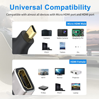 Adaptateur Micro HDMI 8K vers HDMI Femelle Type-A vers Micro HDMI Mâle Type-D, Connecteur Plaqué Or, Convertisseur Adaptateur