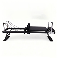 Machine de Pilates pliable, cadre en acier avec chariot en cuir PU, barre de repose-pieds réglable et poulies, sans assemblage, pour studio à domicile