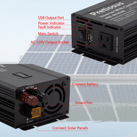 Onduleur Pretiosus avec contrôleur 500W DC12V à AC120V courant 30A onduleur à onde sinusoïdale modifiée convertisseur de puissance d'affichage LED