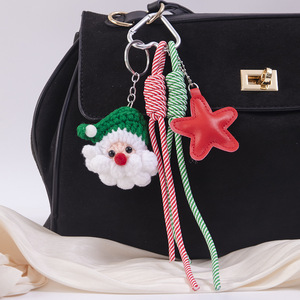 Oferta Especial: Llavero de Ganchillo Hecho <span class=keywords><strong>a</strong></span> Mano de Santa Claus con Estrella de PU y Cuerda Trenzada, Colgante <span class=keywords><strong>para</strong></span> Bolso, Regalo Navideño <span class=keywords><strong>para</strong></span> Mujer, Venta al por Mayor - Product Image 6