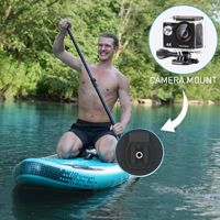 Planche de paddle gonflable de surf (SUP) en PVC écologique bleue à 3 ailerons, 10, 11 et 12 pieds, pour usage en eaux offshore, avec kit de réparation et accessoires – Vente en gros