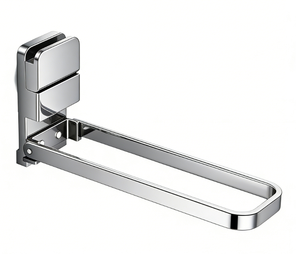 Porte-serviettes mural en métal mat, pliable, à ventouse, sans perçage, pour salle de bain - Product Image 2