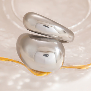 European Style Silver Stainless Steel <b>Ring</b> Teardrop Shape Unisex Jewelry Gift High End Color Retaining Fashion <b>Rings</b> - Product Image 3