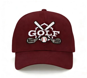 หมวกเบสบอลปักลาย Golf 2D แบบ 6 แผง ทรง Unisex สีเทา หมวกกีฬาลำลอง ดีไซน์โลโก้ด้านหน้า - Product Image 2