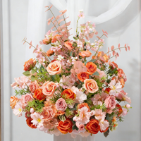 Centro de Mesa Floral 5D Hecho a Mano con Flores en Tonos Pastel Rosa, Azul y Amarillo para Bodas, Despedidas de Soltera y Fiestas de Cumpleaños