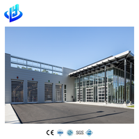Concessionnaire de voitures préfabriquées en acier à construction rapide avec mur-rideau en verre, usine de service et espace de bureau client