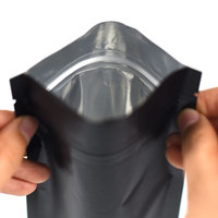 Sacs en plastique refermables mats personnalisés avec fenêtre, pochettes debout avec fermeture éclair, sacs en mylar noir