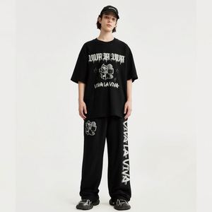 Übergroße hellbraune Herren T-Shirt Baumwolle Ela stane Polyester Jungen Modern Cut Overs ize Herren 260G Mit Print <span class=keywords><strong>Pants</strong></span> Sets - Product Image 1
