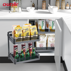 Organisateur de <span class=keywords><strong>cuisine</strong></span> en <span class=keywords><strong>aluminium</strong></span> avec glissière à fermeture en douceur Étagères de rangement peu encombrantes Panier à tiroirs d'angle magique - Product Image 1