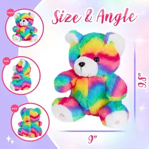 Ywmx 27Cm Muziek Glow Regenboog Teddybeer Pluche Speelgoed Pop Baby Shower Cadeau Vakantie Decoratie Speelgoed Groothandel