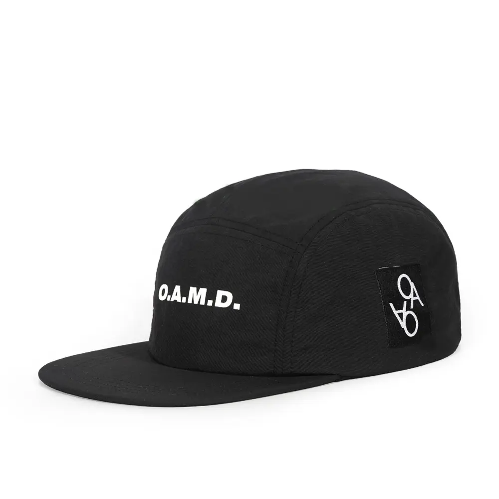 Cappello da campeggio con bordo corto a 5 pannelli personalizzato cappello da campo nero sportivo in nylon classico cappello da campeggio