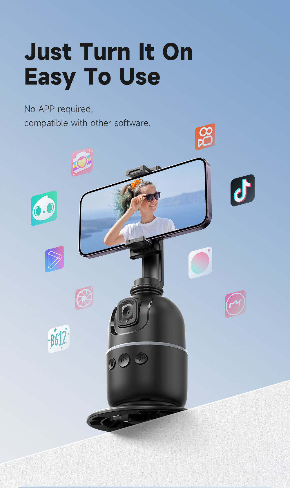 Full-Automatic Gimbal Mobile Phone Stabiliser Face Tracking AI Table Stand Desktop Bracket-Follow-Camera Mobile Phone Holder