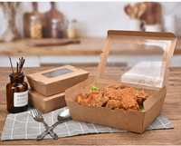 Boîtes à repas écologiques en papier kraft pour la préparation des repas, contenants à emporter avec fenêtre