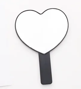 New Plastic Single Sides Handheld Heart Shape Hand Makeup Mirror Small Mirror Custom Logo